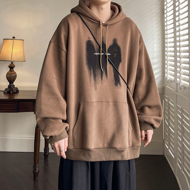New hooded sweatshirt for men in autumn and winter, designed by kangaroo pocket, American style loose and fashionable casual high street couple top, y