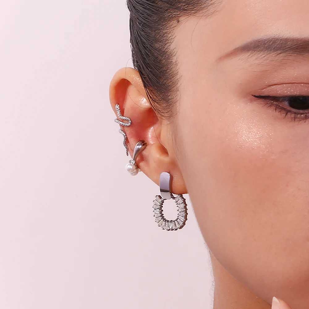 Creative Design Mini Snake Mesh Ear Cuffs Stainless Steel Luxury Jewelry Woman Trendy Womens And Funny Earrings 2024W251029