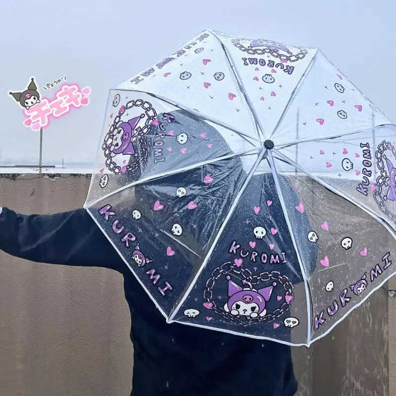 Sanrio Sanrio Hello Kitty Cinnamoroll Umbrella Transparent Kuromi Fully Automatic Umbrella Cartoon Thicken Fold Portable Festival Gift L251029
