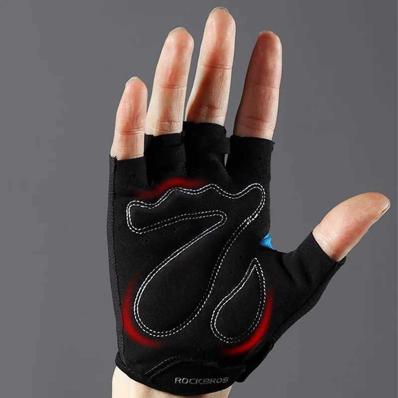 ROCKBROS Half Finger Cycling Gloves Breathable Shockproof MTB Mountain Bike Gloves Mens Outdoor Bicycle Riding Mittens J251029