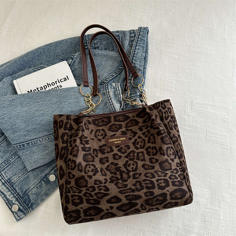 Designer bag Korean Style Simple Commuter Canvas Handbag Leopard Print Shoulder Student Artistic Large Tote Bag