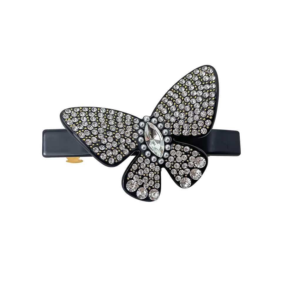 eManco Square Full Butterfly Large Czech Rhinestones Solid Colour Side Clip Hair Fixing Divine Princess JewelleryW251028