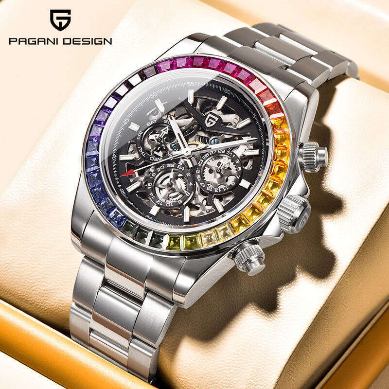 PAGANI DESIGN Fully Automatic Colorful Hollow Visible Movement Men's Mechanical Watch PD-1777