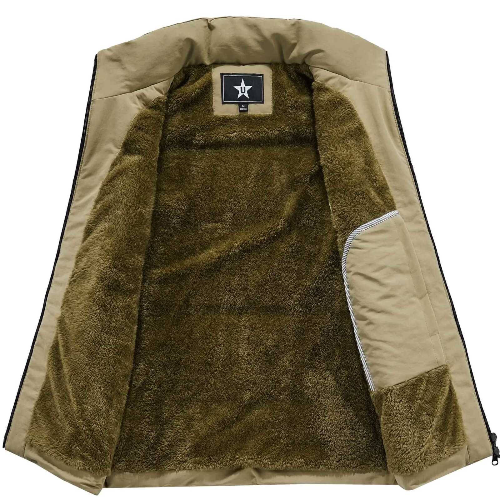 Mens MultiPocket Clothing Winter Vest Jackets Sleeveless Coat Fashion Large Size 6XL Male Warm Waistcoat Fleece Vest Men W251029