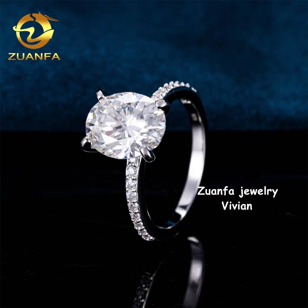 Luxury Sterling Silver 925 GRA Certificated VVS Moissanite Diamond Iced Out Women Wedding Rings Pass Diamond Tester