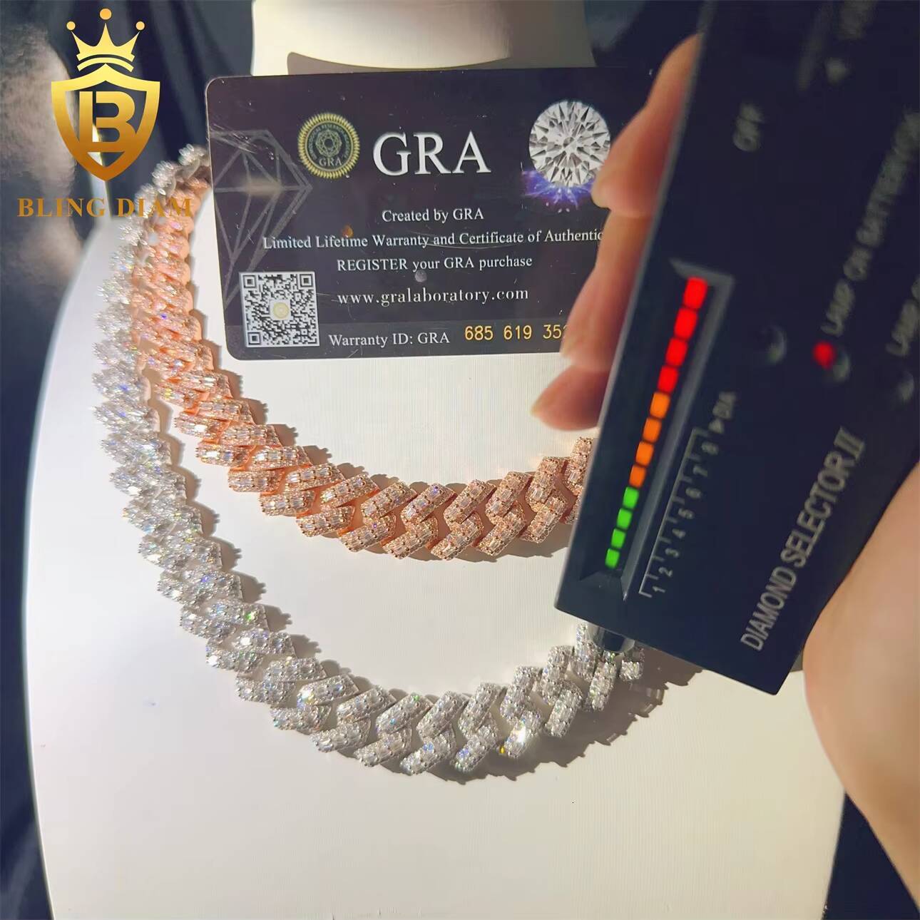 Luxury Fashion Hip Hop VVS Moissanite Diamond Fine Jewelry Miossanite Iced Out Necklace 16mm Miami Cuban Link Chain