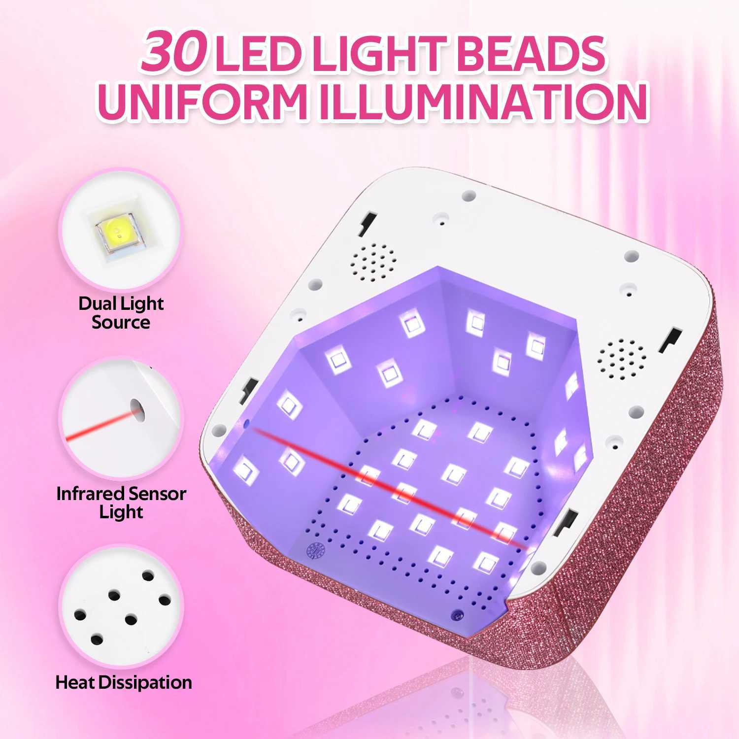 Rechargeable UV LED Nail Lamp 72W Cordless UV Light for Nails With Rhinestone Heart Shaped Manicure Pedicure Machine Nail Tools J251117