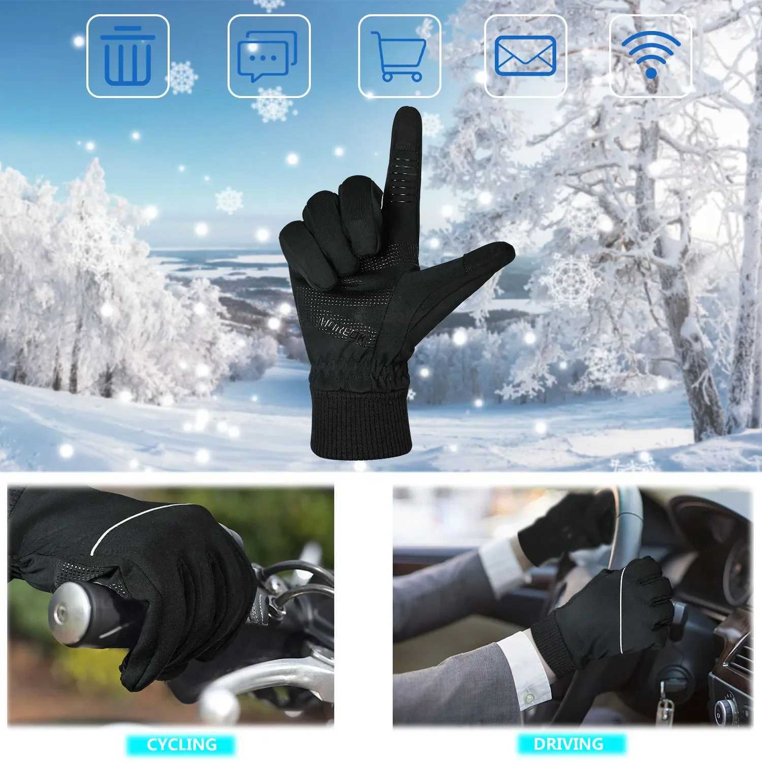 MOREOK Winter Thermal Gloves Windproof Touch Screen Warm Gloves for DrivingCyclingRidingRunning for Men Women J251029