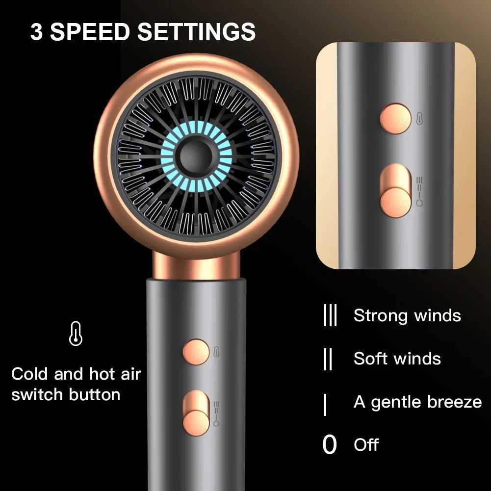 Negative Ion Blow Dryer 3rd Gear Professional Hair Dryer with Hot Cold Wind Air Brush Function Strong Power Salon Tool L251029