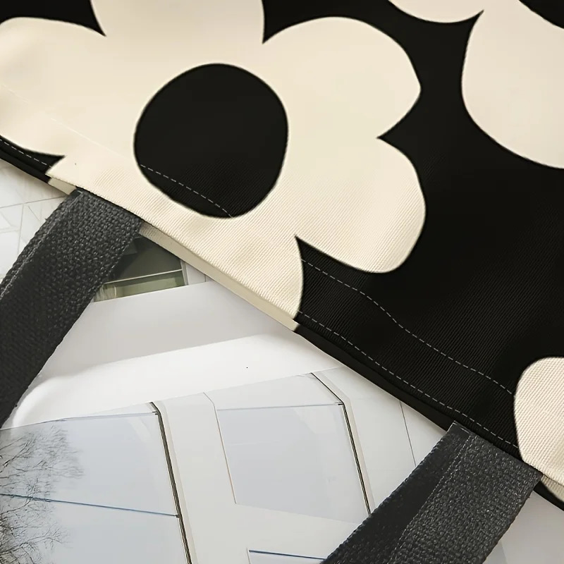 Yellow flower printed tote bag reusable fashionable backpack multifunctional handbag printed canvas shopping bag 251029