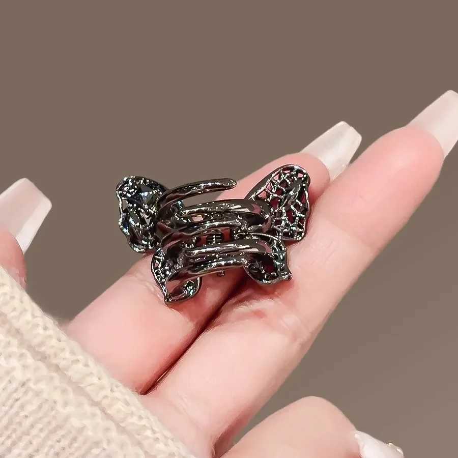 Cute Black Crystal Butterfly Small Hair Claw Highend Womens Bangs Side Hair Grip Sweet Korean Hair Clip Fashion Top ClipW251028