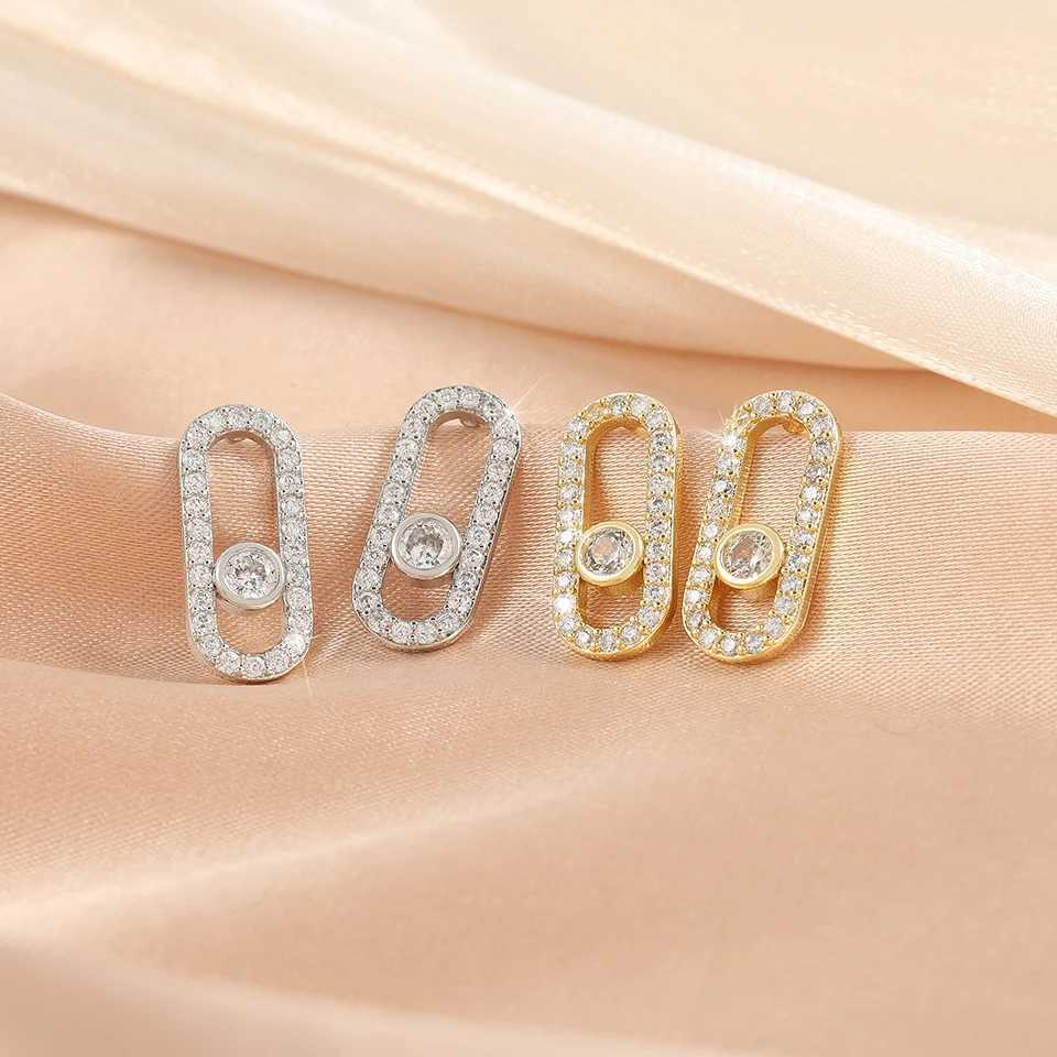 UILZ High Quality 11 Paper Clip Restoratio Stud Earrings For Women Exquisite AAA Zircon Shiny Earrings Party Jewelry Gift NEWW251029