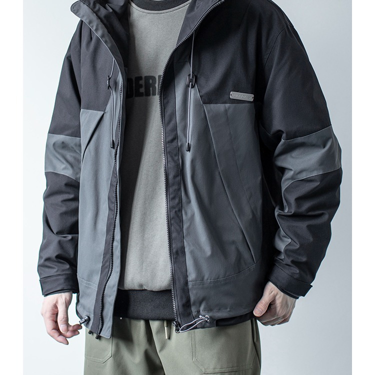 Trendy Brand Patchwork Jacket Men's Autumn Winter Casual Hooded Designer Jacket Loose Versatile Windbreaker Jacket