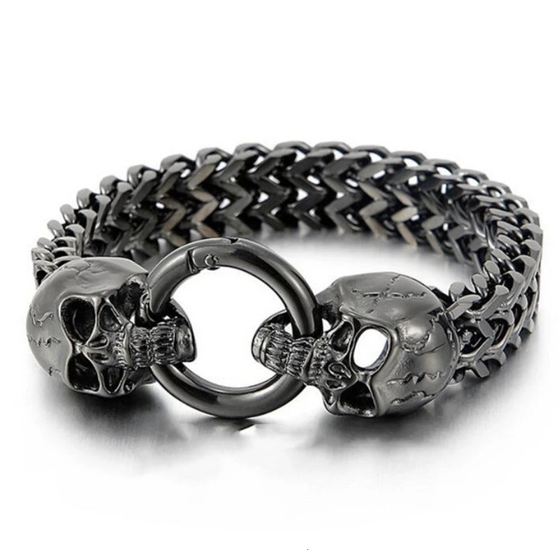 Punk MultiSize Bracelet Men Accessories Stainless Steel Skull Charm Bracelets Bangles Mens Bracelet Jewelry Men Pulseras Mujer 251028