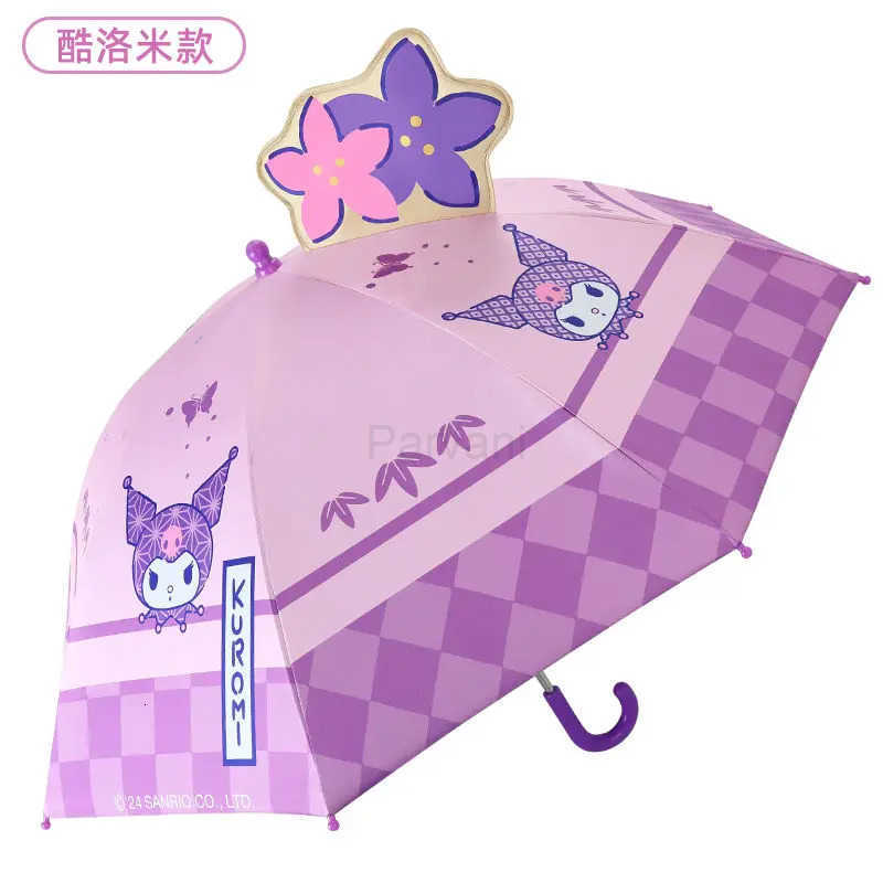 Sanrio Sanrio MINISO Hello Kitty Cartoon Long Handle Umbrella Windproof Umbrella Anime Student Rain and Sunny Dual Use Umbrella Durable L251029