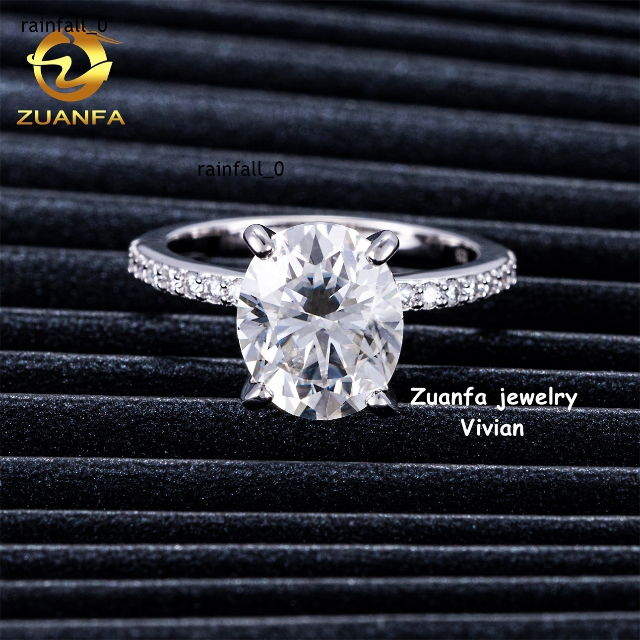 Luxury Sterling Silver 925 GRA Certificated VVS Moissanite Diamond Iced Out Women Wedding Rings Pass Diamond Tester