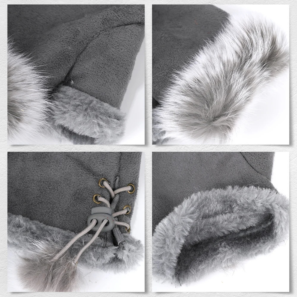 1 Pair Women Winter Warm Gloves Sexy Faux Rabbit Fur Hand Wrist Warmer Fingerless Gloves Suede Women Mittens Warm Wrist Gloves 251029