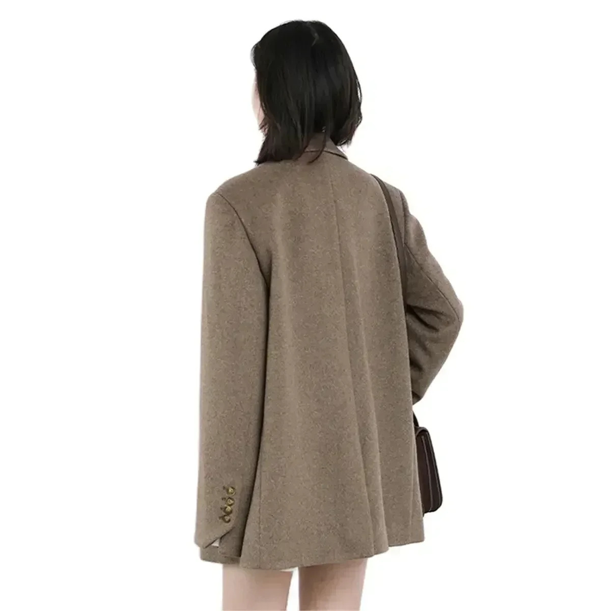 CHIC VEN Women Wool Blend Coat Solid Mid Long Woolen Blazer Thick Warm Blouse Womens Overcoat Office Lady Tops Autumn Winter 251028
