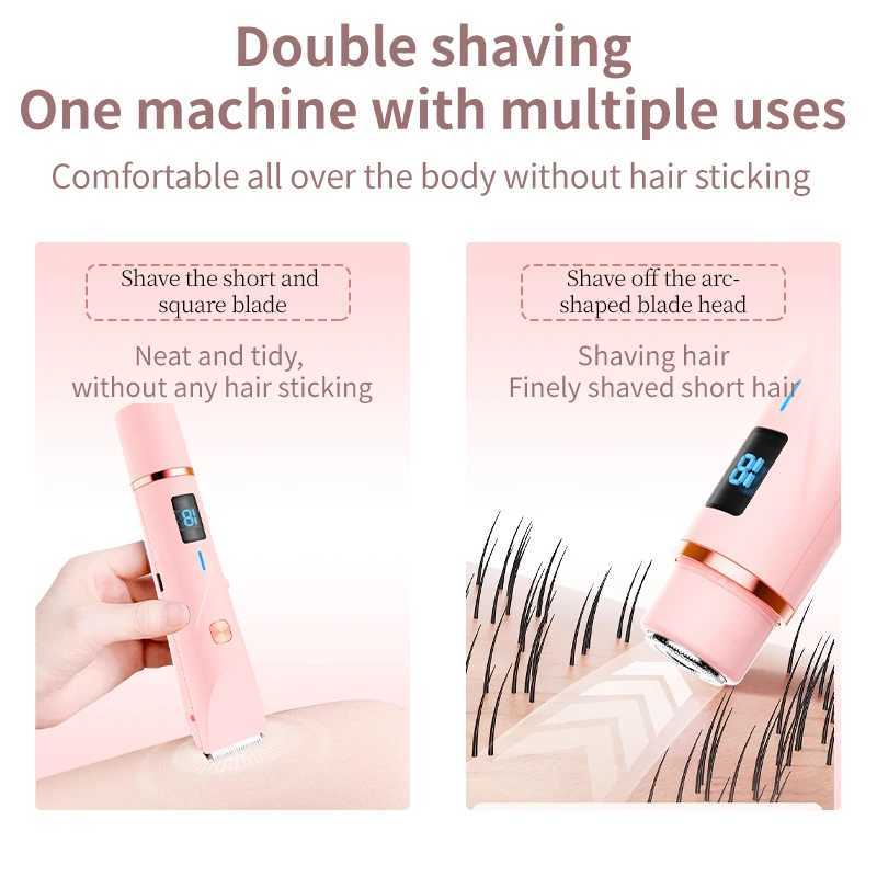 Portable 2 In 1 Painless Shaving Knife Lady Private Part Hair Shaver Trimmer Epilator Bikini Trimmer Electric Razors J251117