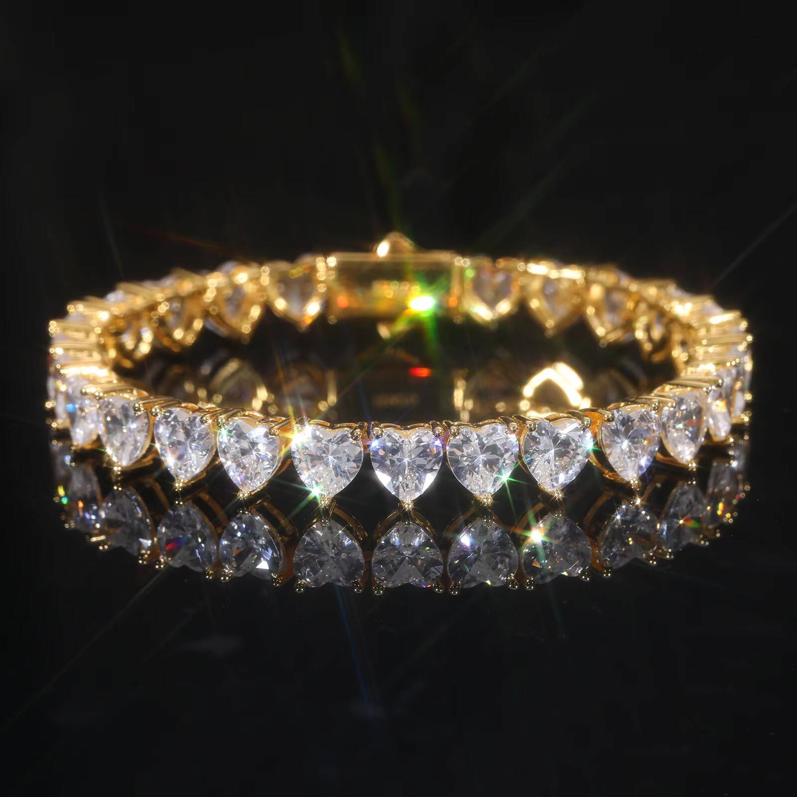 Luxury Valentine Gift Jewelry 925 Sterling Silver 5mm 65mm Vvs Moissanite Diamond Heart Tennis Bracelet for Men Women
