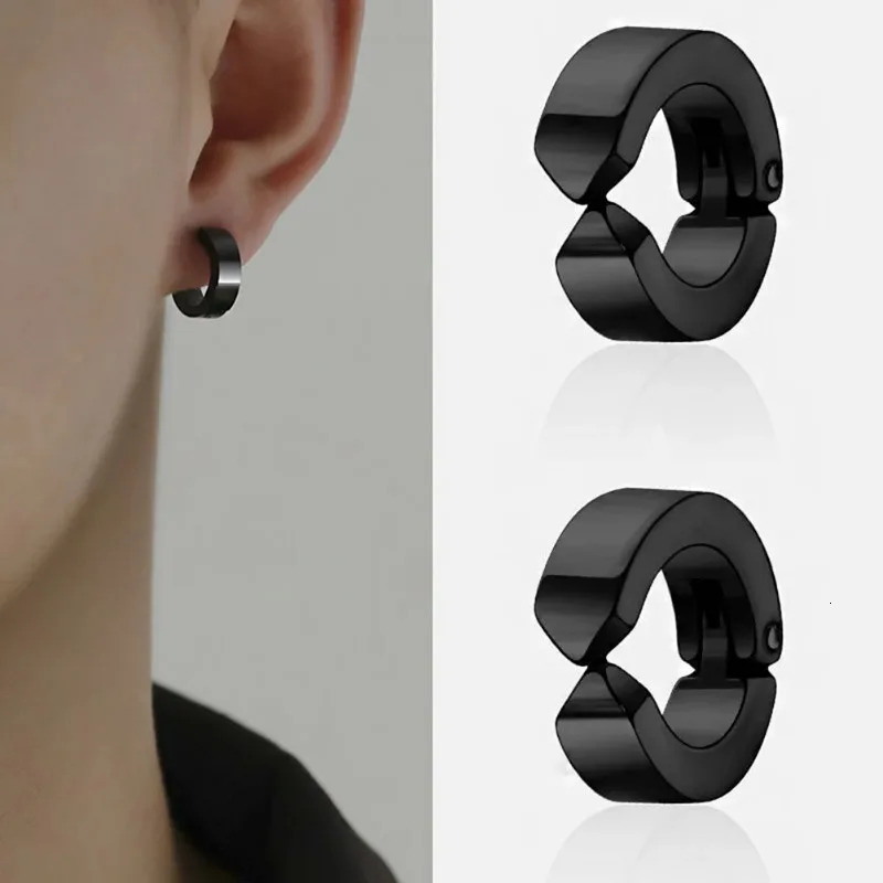 2pcs Punk Non Piercing Clip Earrings for Man Woman Steel Stud Earrings Teens Hip Hop Style Ear Ring Jewelry Accessory 251013
