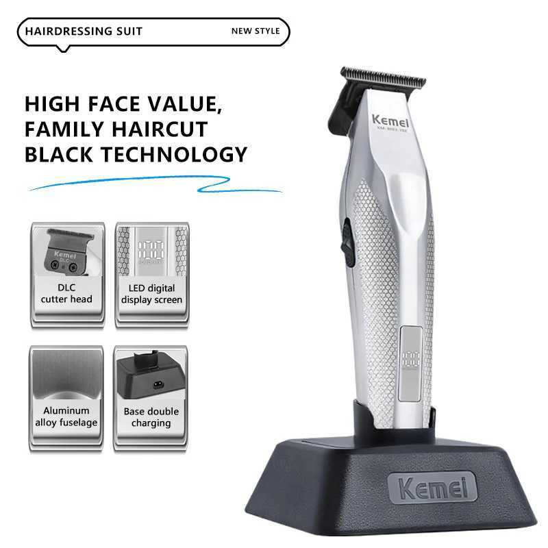 Kemei 3023702 Zero Gapped Cordless Hair Trimmer Professional Hair Clipper Men Barber Rechargeable Finish Hair Citing Machine M251029
