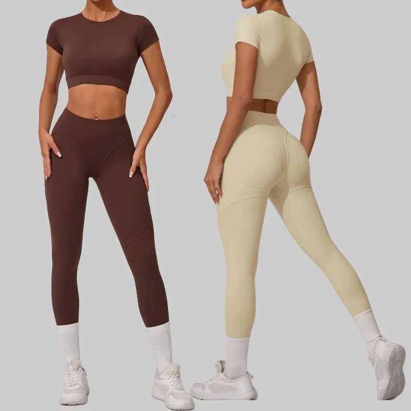 Seamless Yoga Sets Sports Fitness High Waist Hip Lift Tight Breathable Tracksuit Workout Clothing Gym Leggings Suit for WomenXJ251029