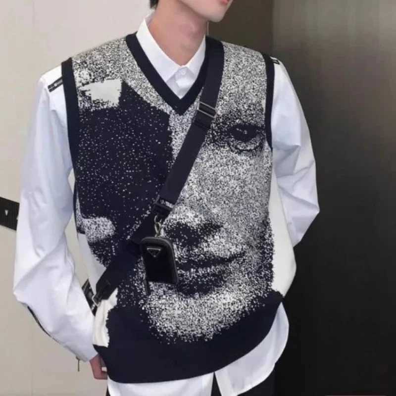 Autumnr and Winter Sleeveless Waistcoat High Quality Sweaters Male Korean Fashion Harajuku Top Streetwear Y2k Mens Knitted Vest J251029