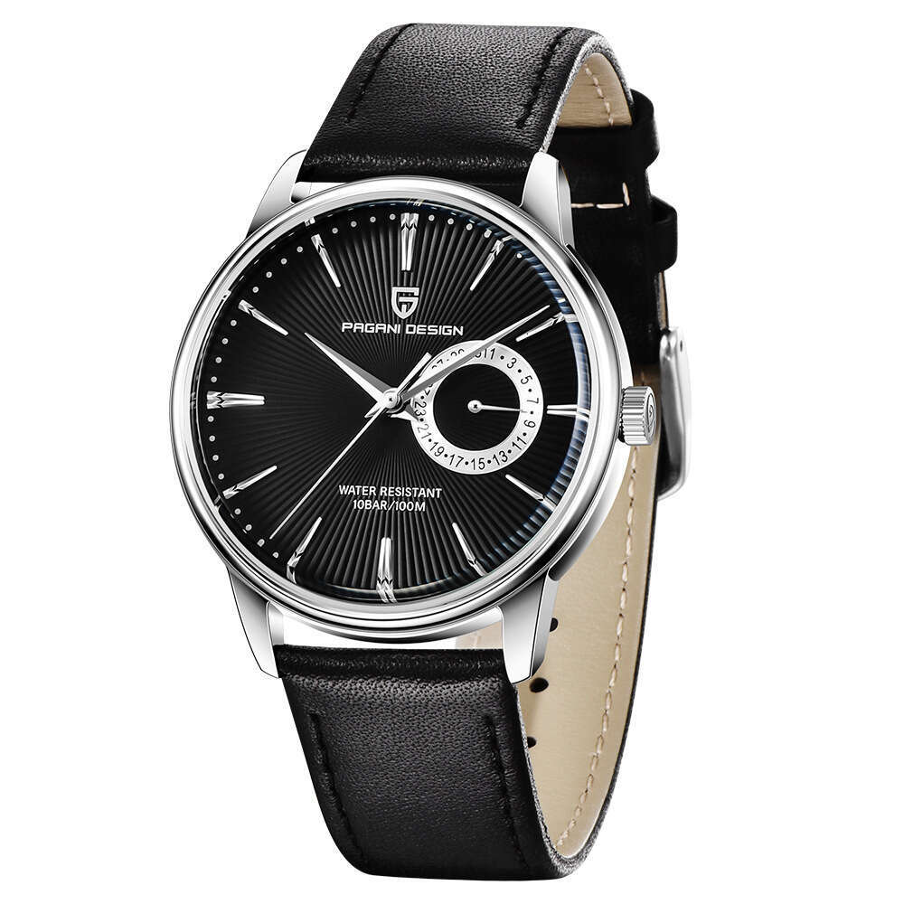 PAGANI DESIGN Men's Watch Leather Strap Simple Design Calendar Day Small Pointer PD-1654