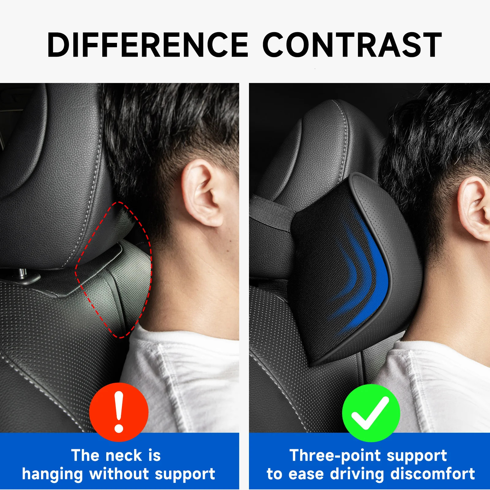 Car Neck Pillow Softness Car Headrest Pillow for Driving with Adjustable Strap 100 Memory Foam and Breathable Removable Cover 251029