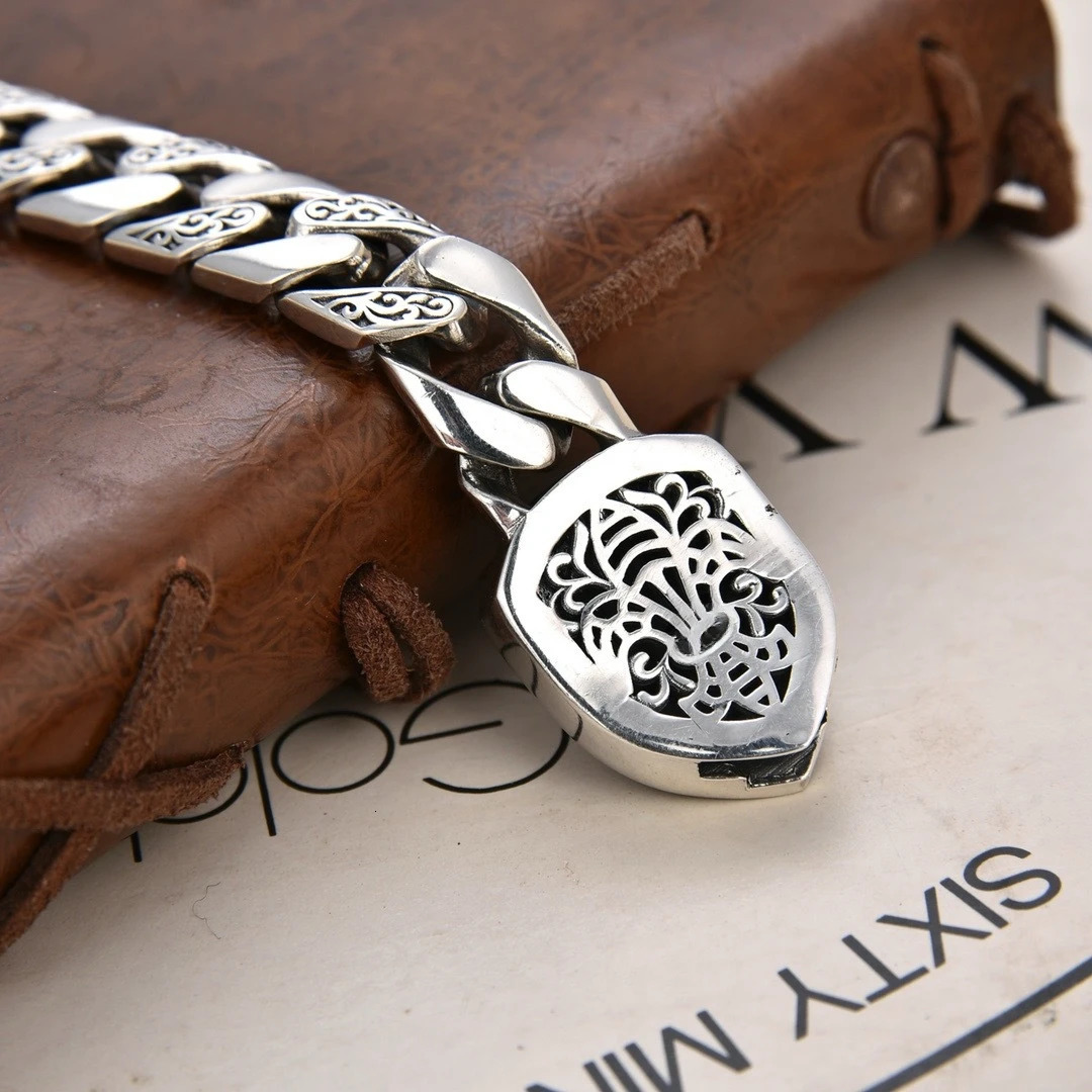 Domineering Lion Bracelet For Men Personality Punk Rock Fashion Cuban Chain Jewelry Accessories 251028