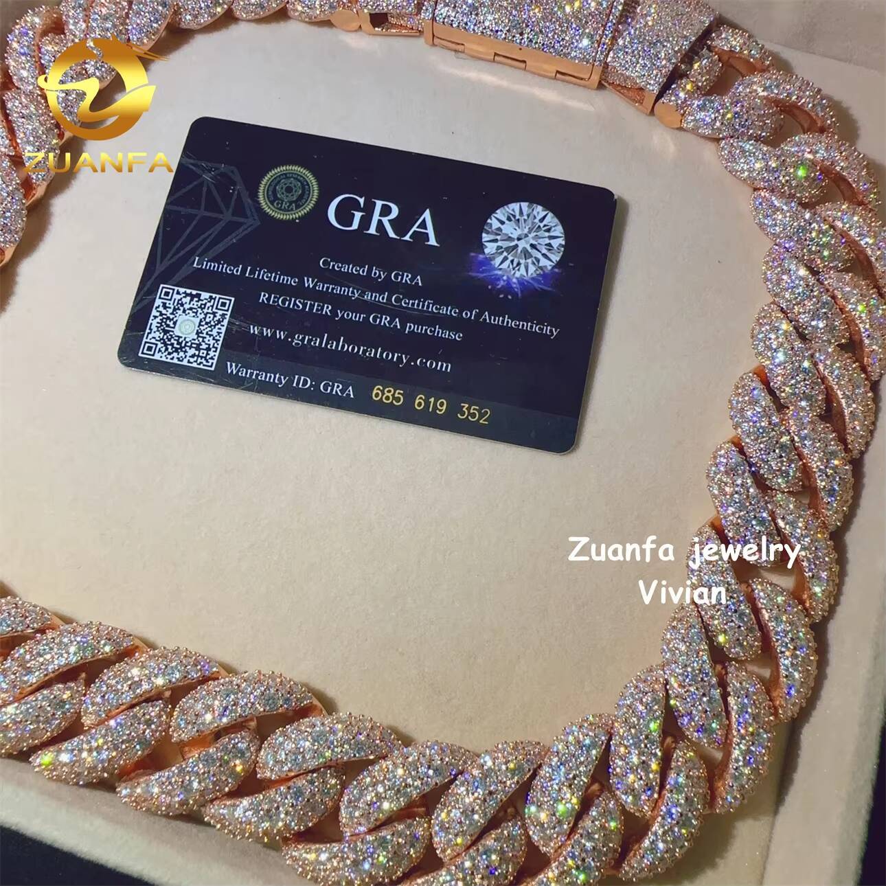 Luxury 23mm VVS Moissanite Diamond Hip Hop Fine Jewelry Miami Cuban Link Chain Miossanite Iced Out Necklace