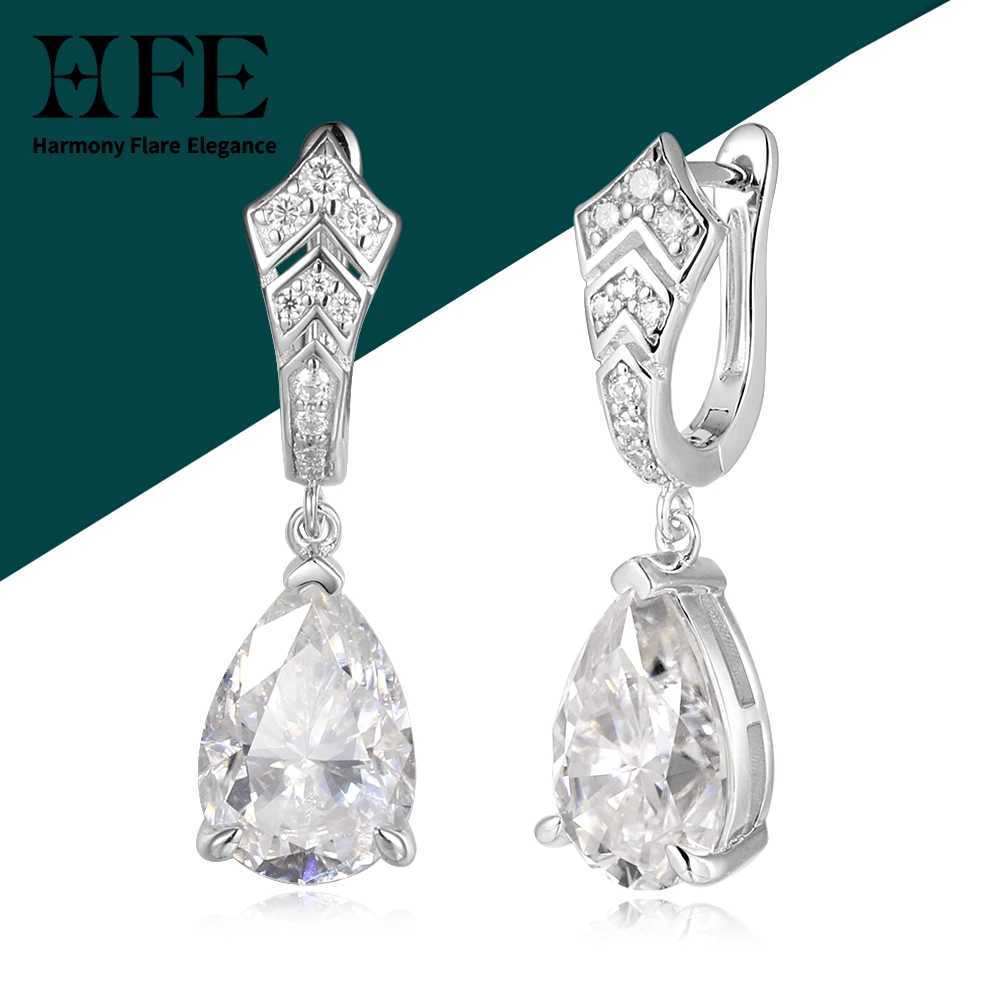 HFE Pear Shape Moissanite Womens Teardrop Earrings D VVS1 High Quality Pure 925 Silver Elegant Party Jewelry Wedding EarringW251029