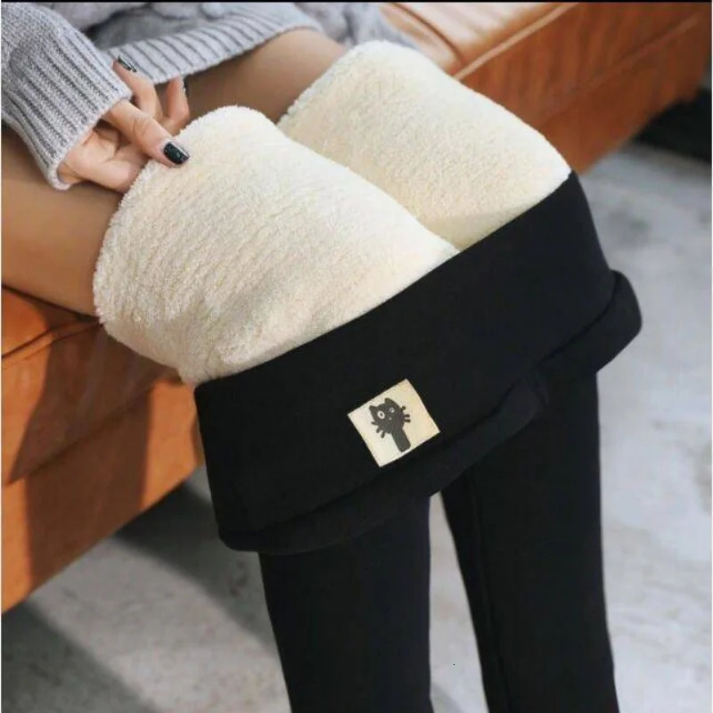 Autumn Winter Fleece Leggings Pants Fashion Women Thicken Women Lamb Cashmere Joggers Warm Legging High Waist Tights Outwear 251029