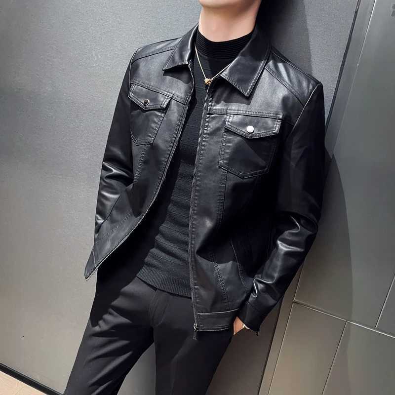 Leather Business Male High Quality Outwear Jacket Rider PU Jacket Men Casual Business Windbreaker Motorcycle Leather JacketsT251029