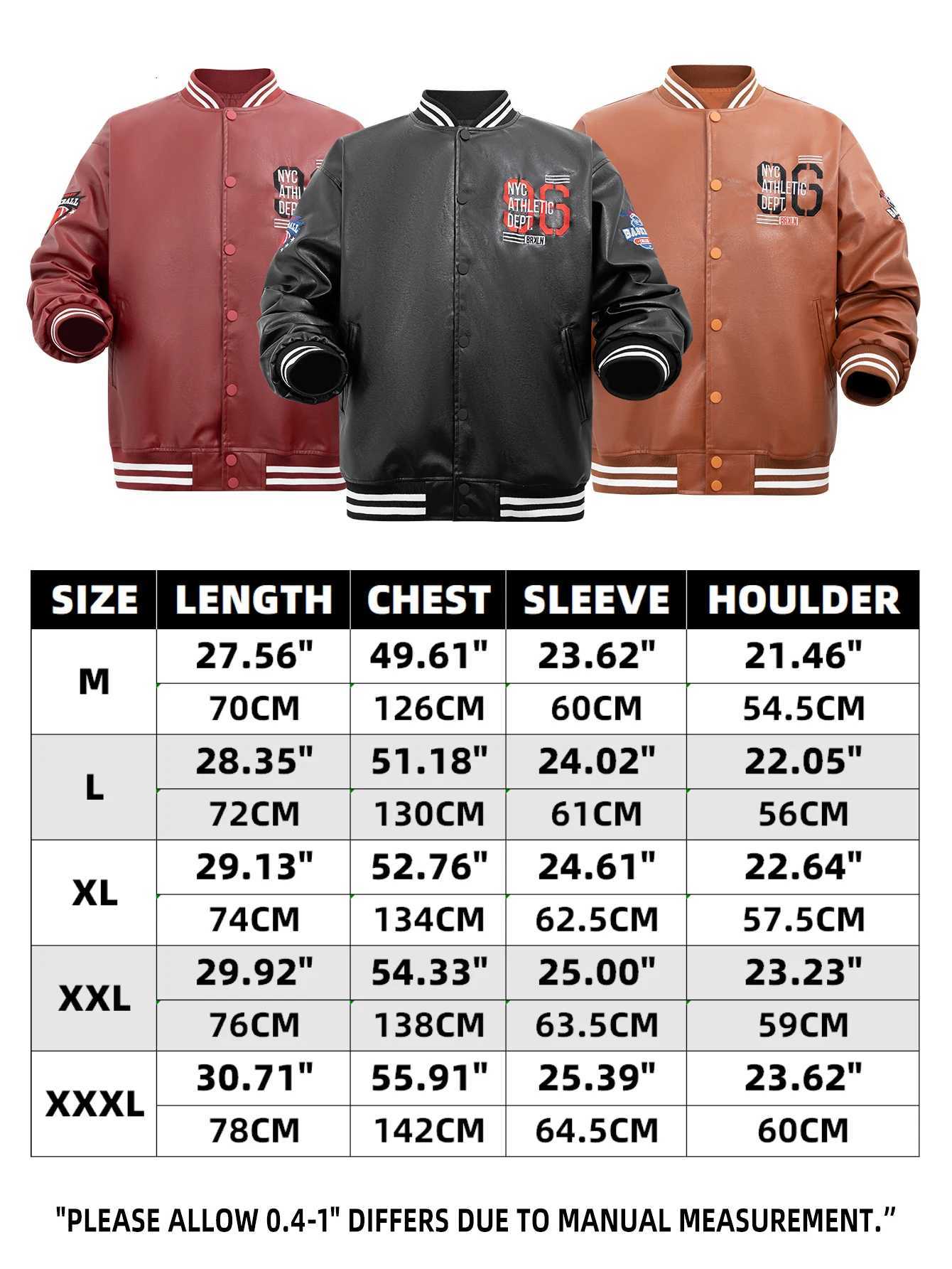 Mens PU Faux Leather Jacket Embroidery SnapButton Baseball Coat Vintage Biker Outerwear StreetwearT251029