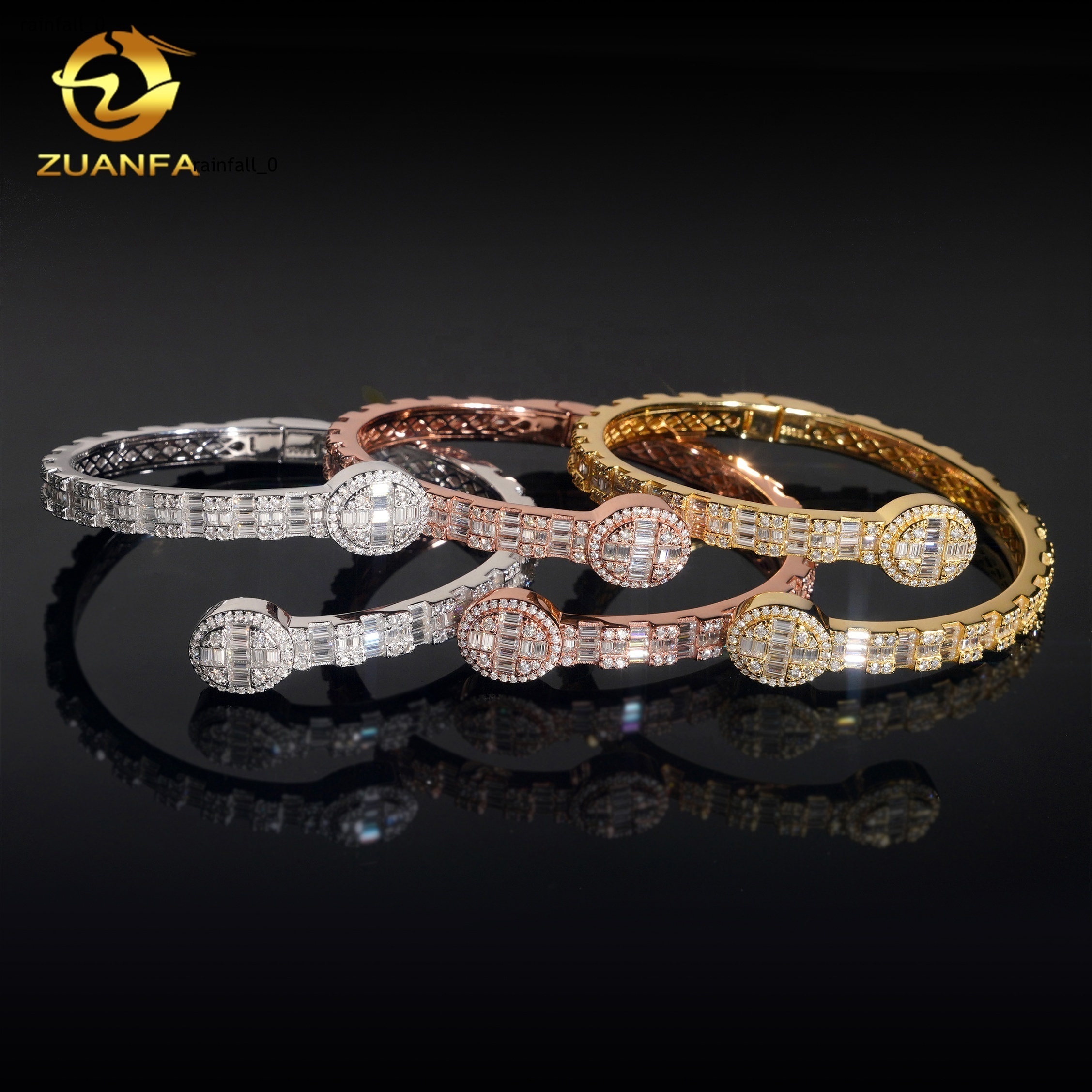 D Color VVS Miossanite Diamond 925 Silver Iced Out Hip Hop Jewelry Bracelet Bangle Men