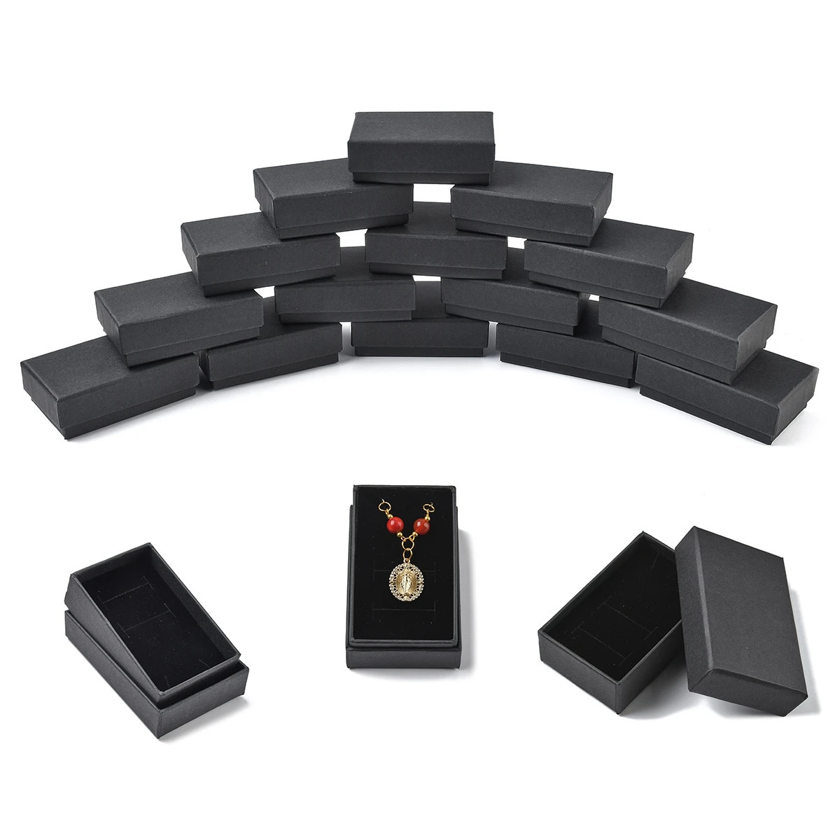 24 Pcs Kraft Paper Cardboard Jewelry Boxes Ring Box Rectangle For Valentines Day Mothers Gift Packaging 251013