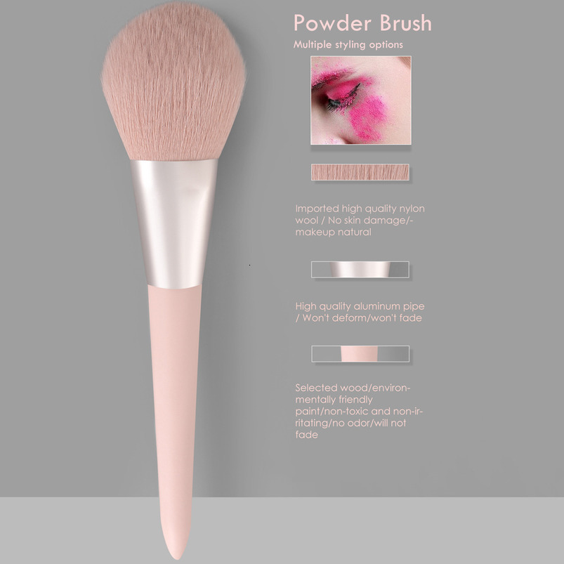 Hot-selling high-quality single pink loose powder brush Also suitable for blush brush and contour brush Premium quality in trendy colors