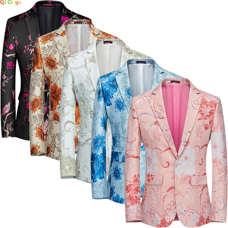 Pink Mens Embroidered Suit Jacket Wedding Party Dress Coat Fashionable Slim Male Blazers Asian Size M5XL 6XL 251028