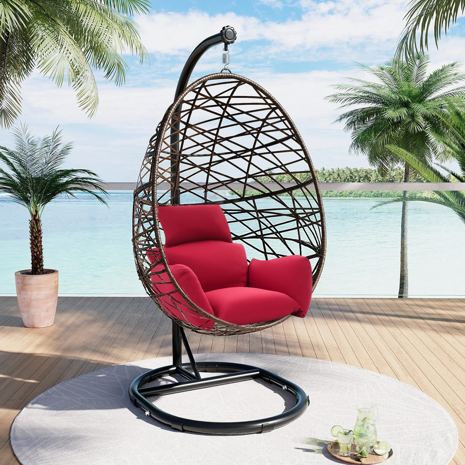 Egg Chair Cushion Hanging Basket Swing Cushion Indoor and Outdoor Rocking Chair Pad Burgundy 251029
