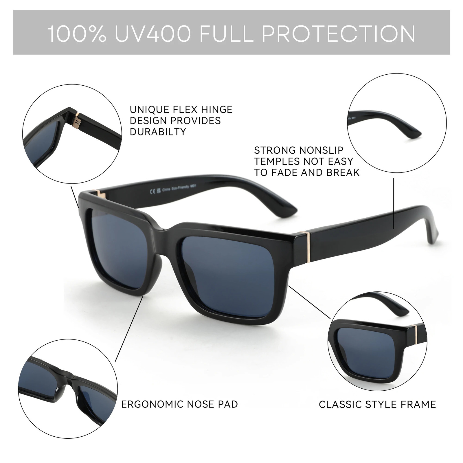 ZENOTTIC Fashion Square Polarized Sunglasses Women Men UV400 Protection Shade Rectangle Sun Glasses 251013