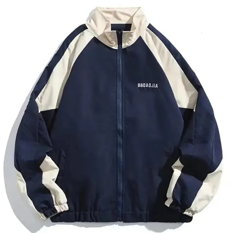 Hip Hop Varsity Jacket Men High Street Patchwork Color Block Windbreaker Coats Women Spring Autumn Thin Fashion College Jackets 251029