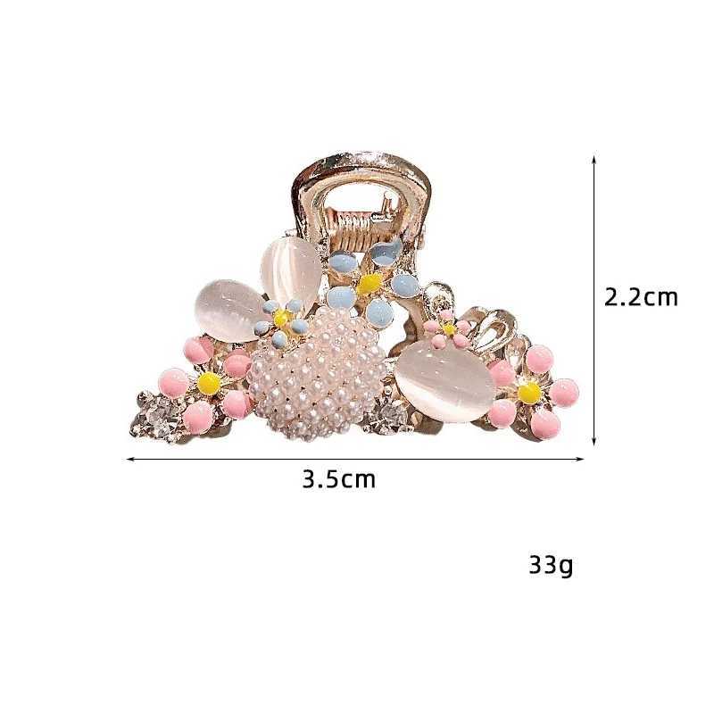 New Fashion Alloy Pearl 3cm Crab Hair Clip For Girl Women Summer Sweet Cute Side Barrettes Flower Hairpins JewelryW251028