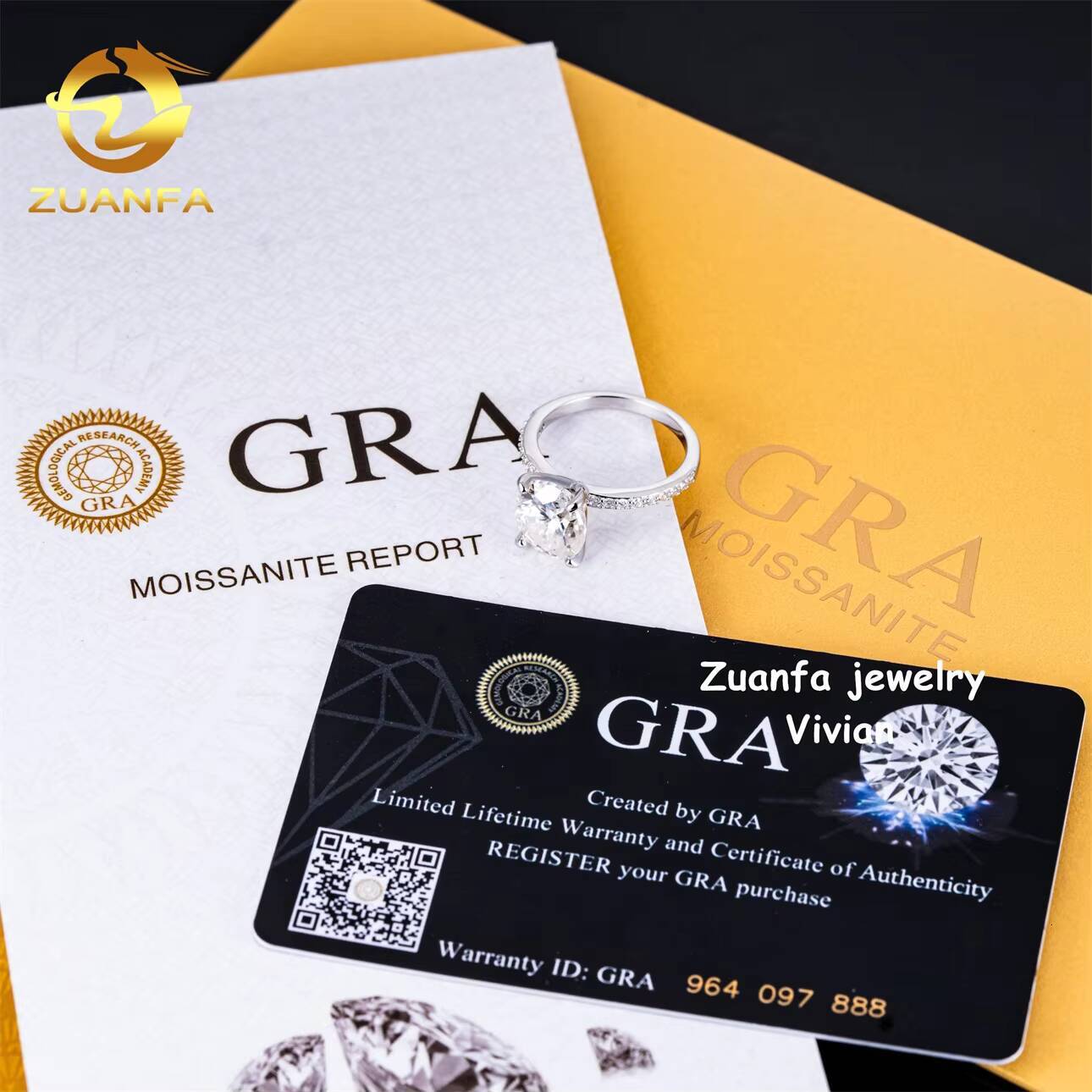 Luxury Sterling Silver 925 GRA Certificated VVS Moissanite Diamond Iced Out Women Wedding Rings Pass Diamond Tester