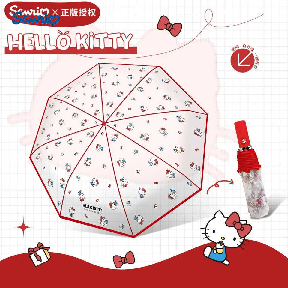 Sanrio Sanrio Hello Kitty Umbrella Transparent Umbrella Cartoon Cute Student Good Looks Folding Windproof Fully Automatic Lightweight L251029