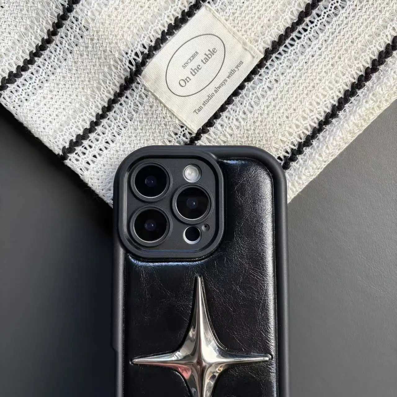 Luxury Metal Star PU Leather Phone Cover Case For iPhone 16 15 14 13 12 11 Pro Max Shockproof Protective Men Wen Stylish Cases H251029