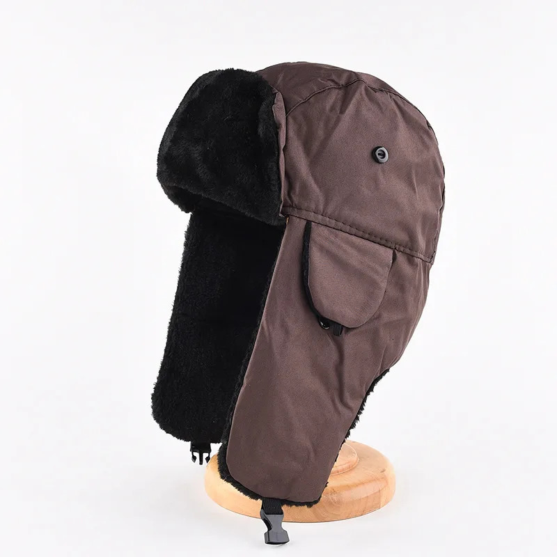 Unisex Men Women Russian Hat Trapper Bomber Warm Trooper Ear Flaps Winter Ski Solid Fluffy Faux Fur Cap Headwear Bonnet 251013