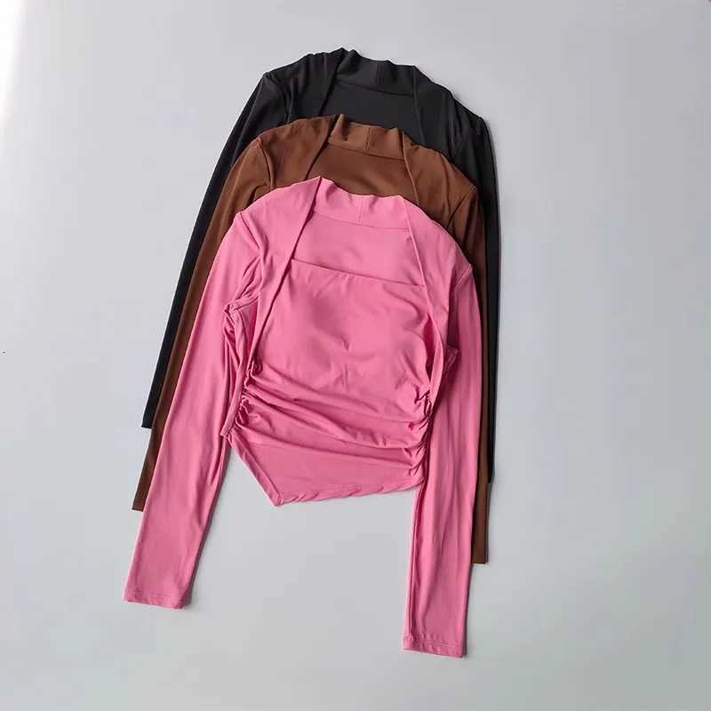 Womens Slim Fit Long Sleeve Yoga Top HighEnd Pilates Fitness Clothes Fixed Cup Autumn Winter Training TightXJ251029