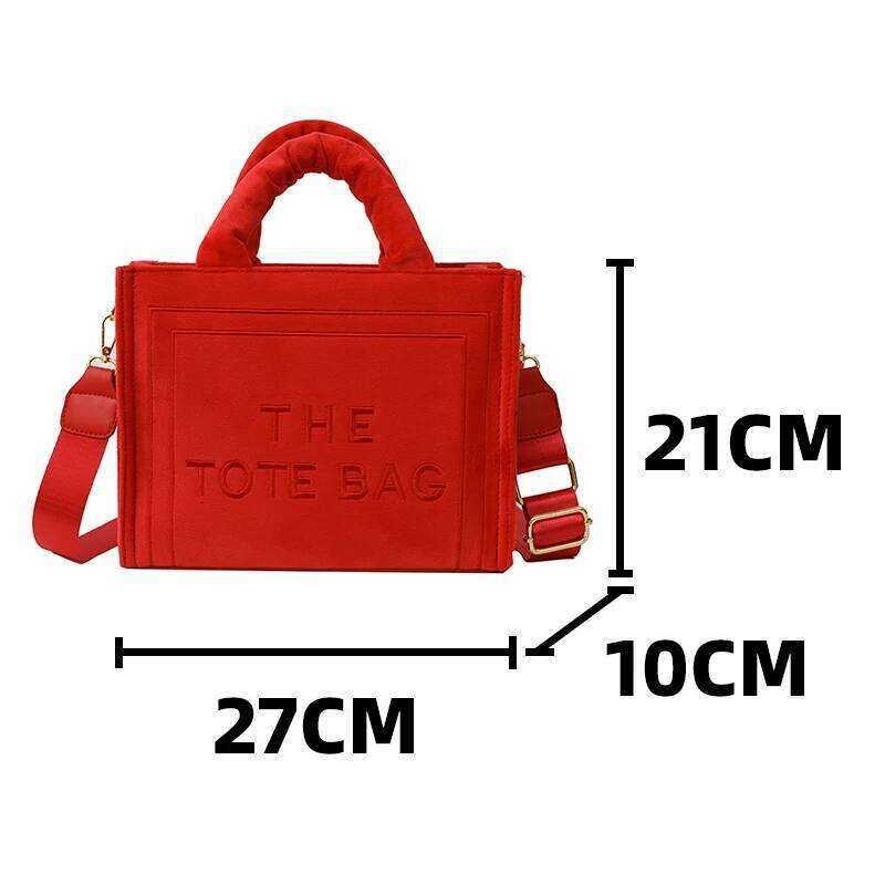 2025 Women's Red Flannelette Tote Letter Print Original Square Handbag Shoulder Bag For Female Vintage Ladies Crossbody Bags